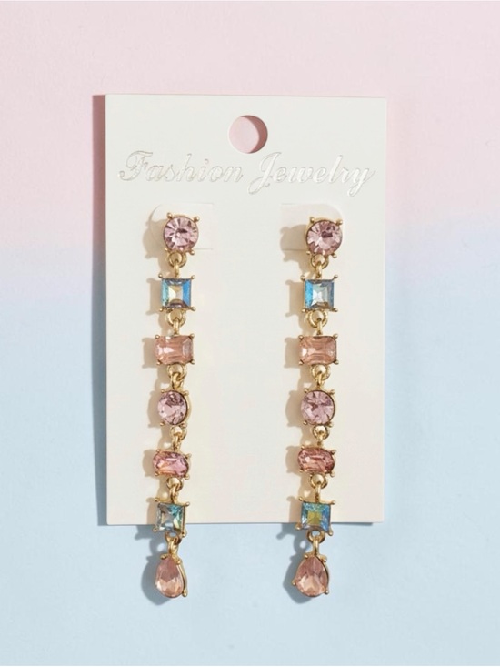 Unbranded Jewelry - Long Crystal Women’s Dangle Drop Earrings Multi Color Pink Rhinestone Ombré